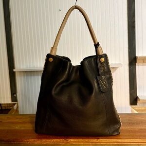 Furla Black Pebbled Leather Shoulder Bag Purse